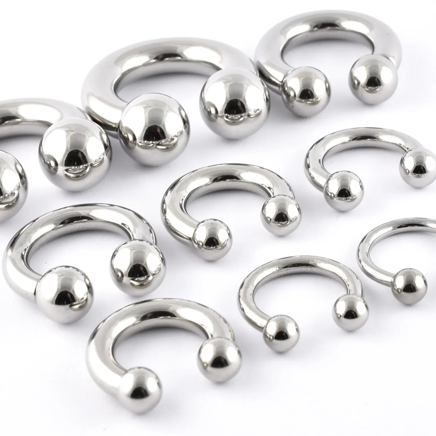 Collection of Horseshoes rings for lip, septum or ear piercings