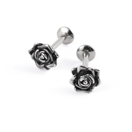 Titanium labret with rose attachment