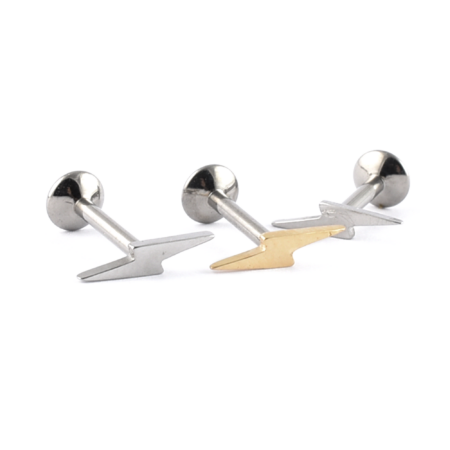 Titanium labret small lightening bolt
