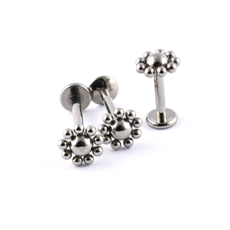 Titanium labret beaded flower