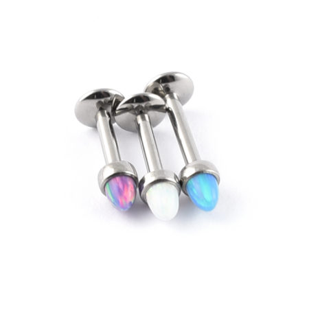 Titanium Labret bezel-set opal cone