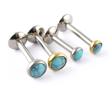 Titanium Labret Bezel-Set Turquoise Stone