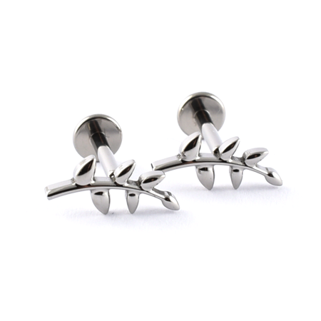 Titanium Labret Internal Thread Leaf Design