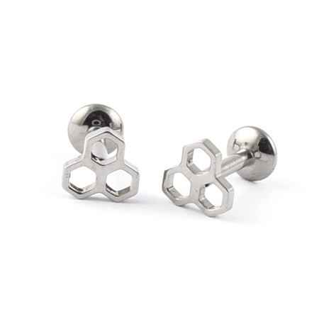 Titanium Labret Internal Thread Honeycomb